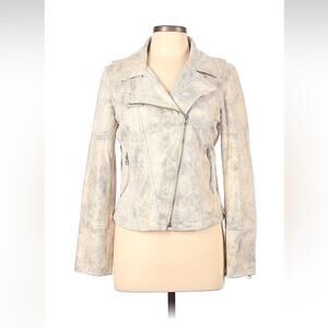 Freda faux snakeskin cream moto jacket, T3 or L